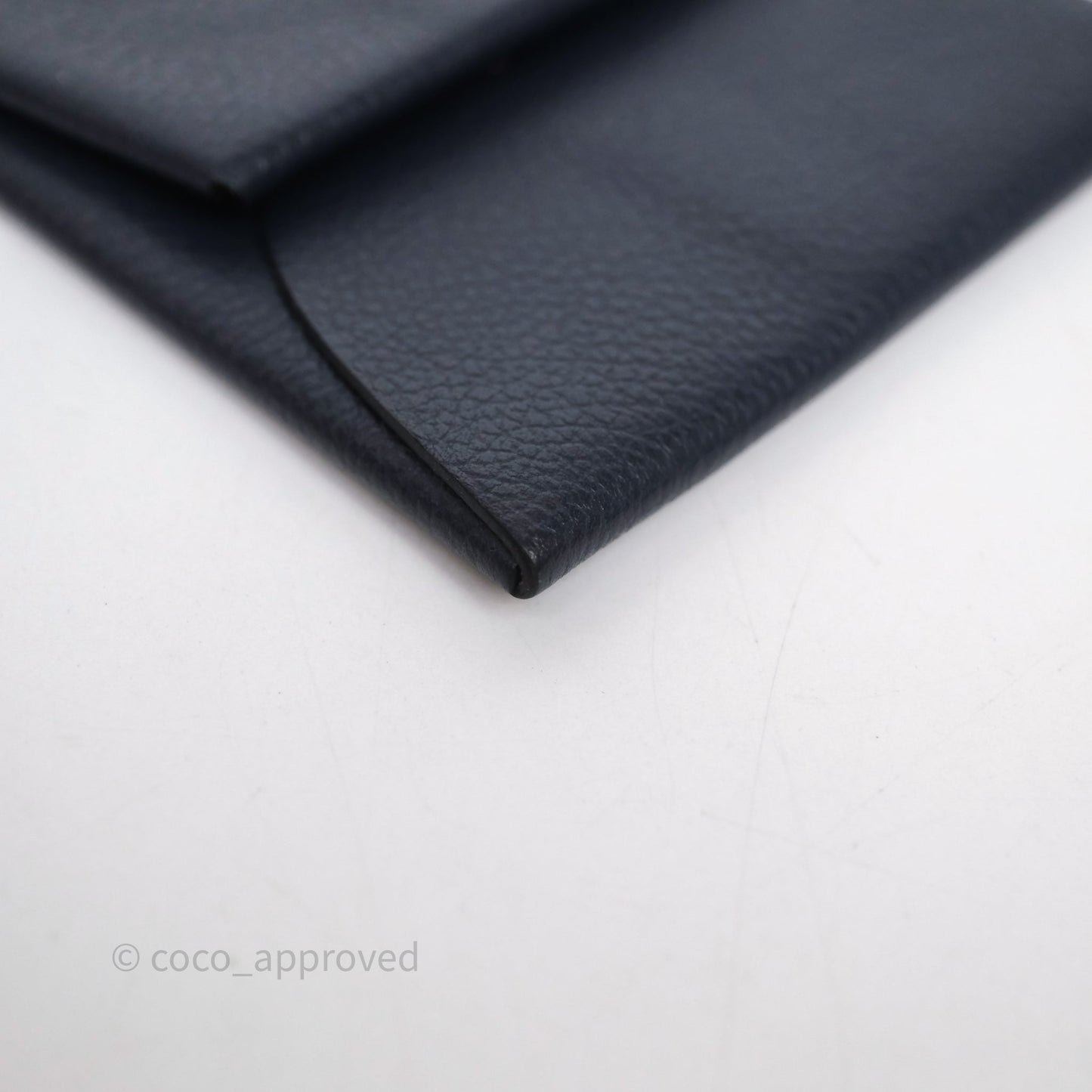 Hermès Bastia Coin Purse Bleu Nuit 2Z/ Caramel 28 Evercolor