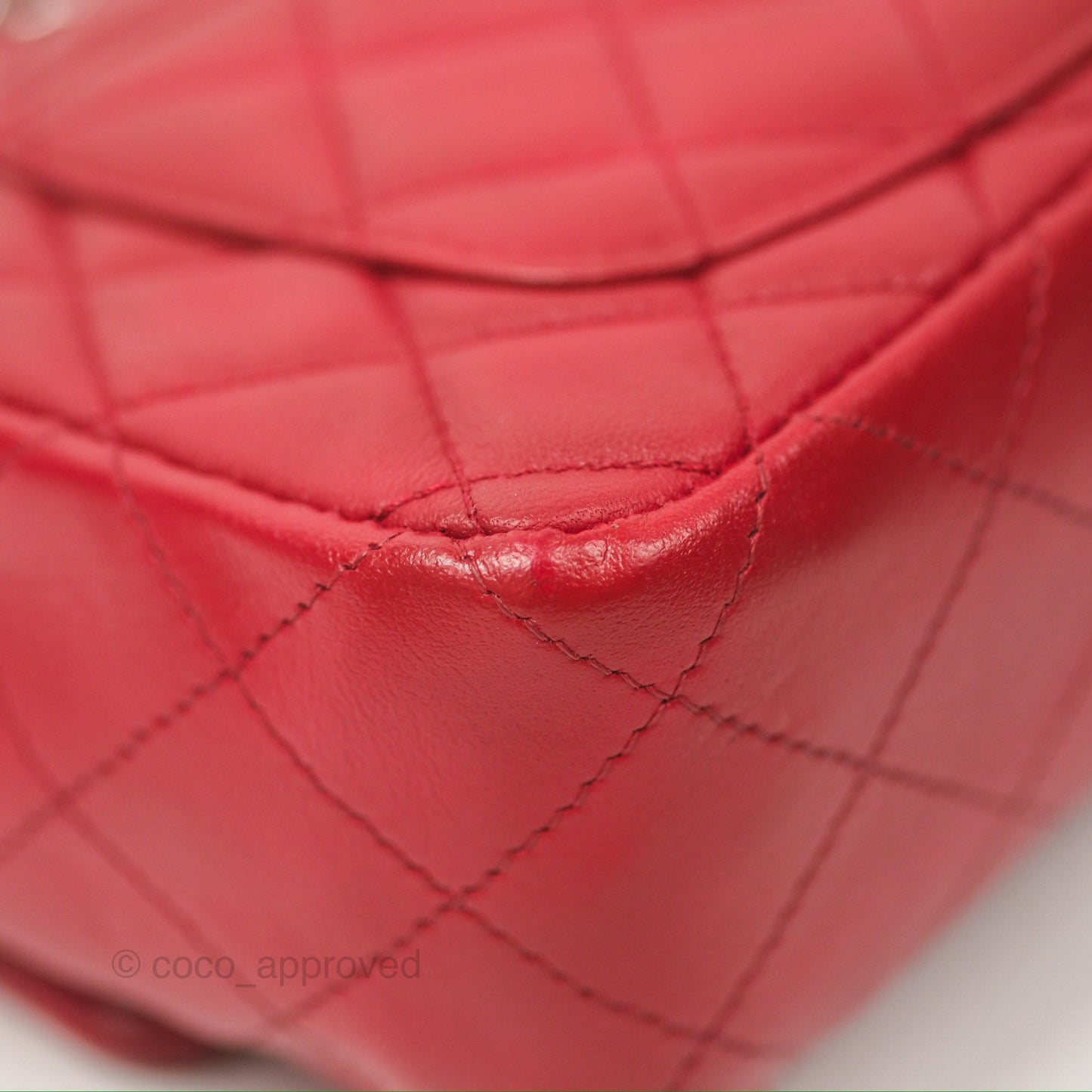 Chanel Quilted Mini Rectangular Flap Red Lambskin Silver Hardware