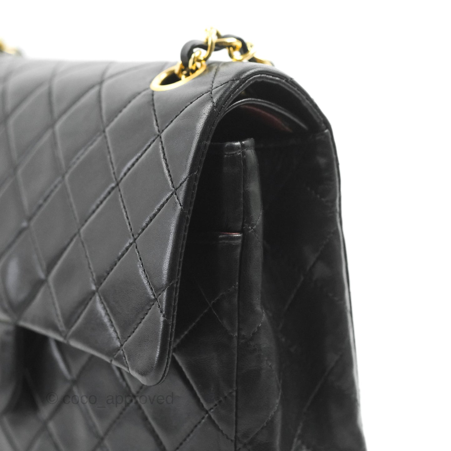 Chanel Vintage Medium Double Flap Black Lambskin 24K Gold Hardware