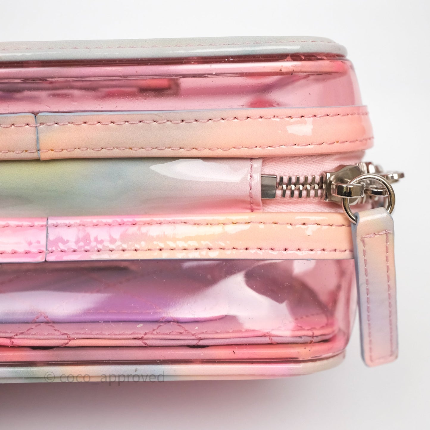 Chanel Filigree Pink Vanity Case PVC Silver Hardware