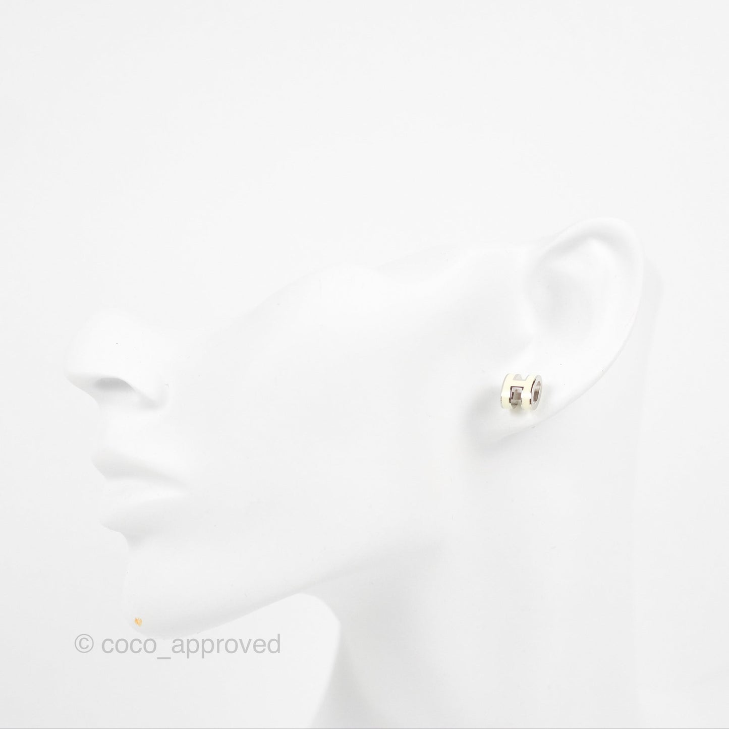 Hermès Mini Pop H Earrings Pale Yellow Silver Tone