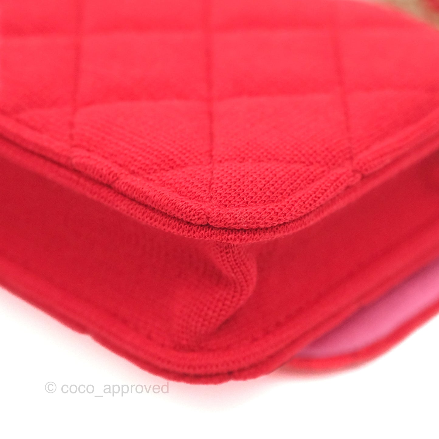 Chanel Mini Clutch With Chain Red Cotton Gold Hardware