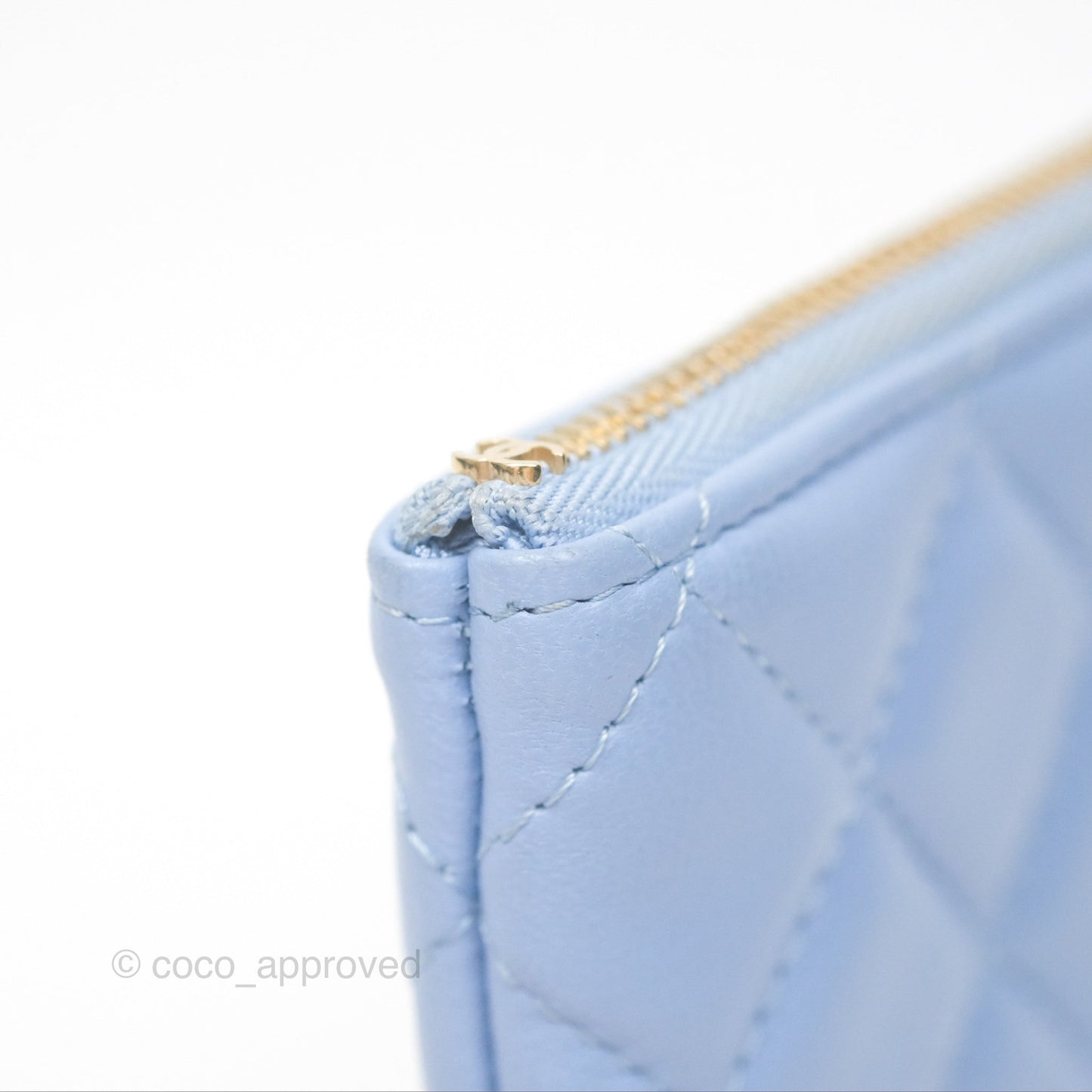 Chanel Quilted Mini O Case Blue Lambskin Gold Hardware