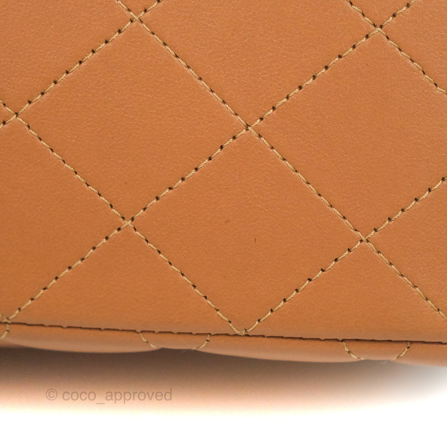 Chanel Small Classic Quilted Flap Dark Beige Caramel Lambskin Gold Hardware 21P