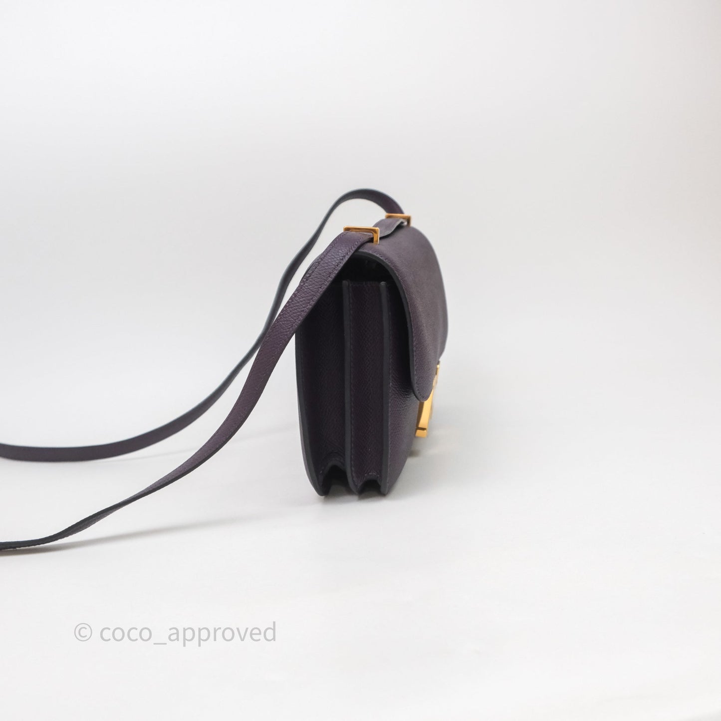 Hermès Constance Elan Raisin 59 Epsom Gold Hardware