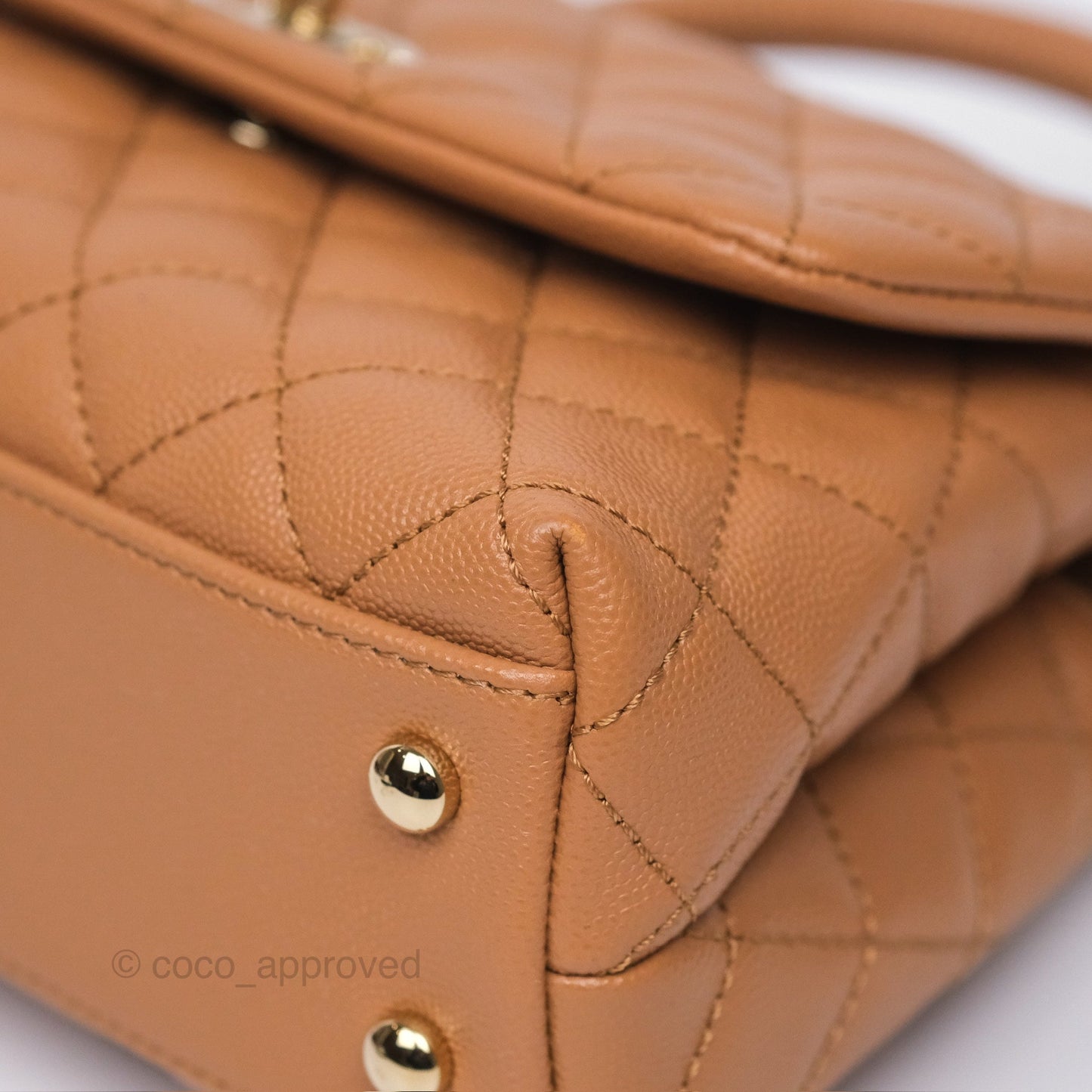 Chanel Small Coco Handle Caramel Beige Caviar Gold Hardware