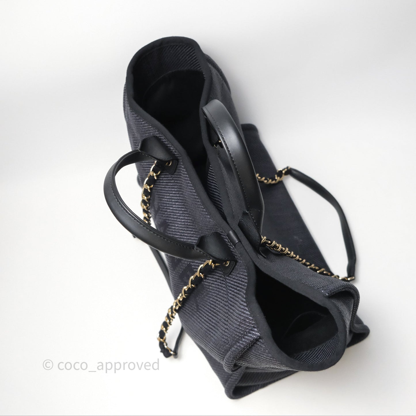Chanel Canvas Deauville Large Tote Navy Gold Hardware