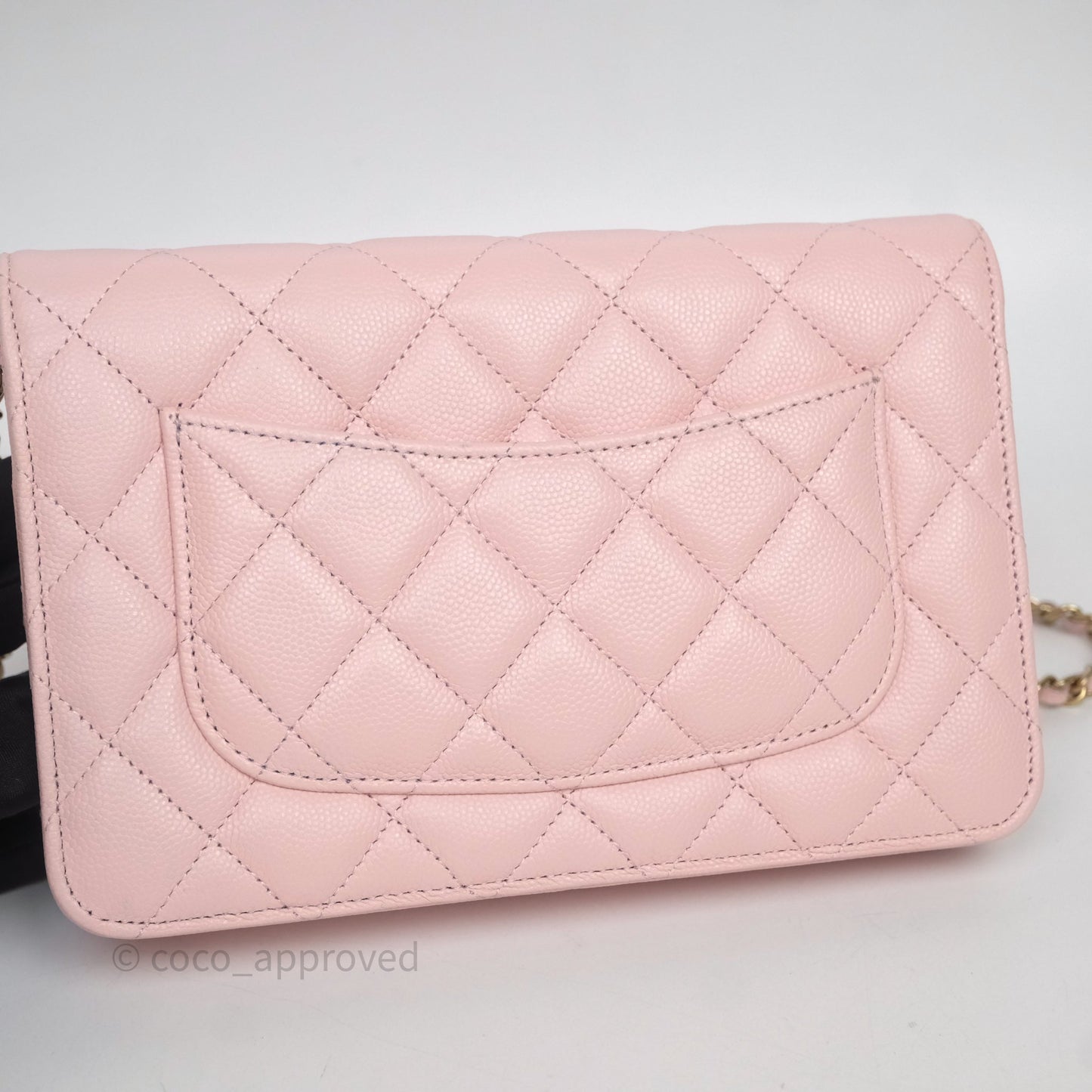Chanel Classic Quilted Wallet on Chain WOC Light Pink Caviar Gold Hardware