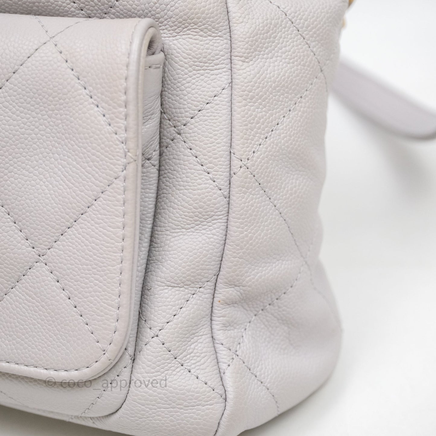 Chanel Double Pocket Hobo Bag Grey Caviar Aged Gold Hardware