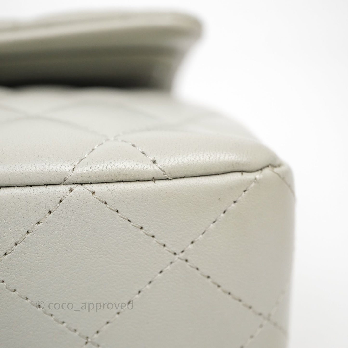 Chanel Small Classic Flap Quilted Grey Lambskin Gold Hardware