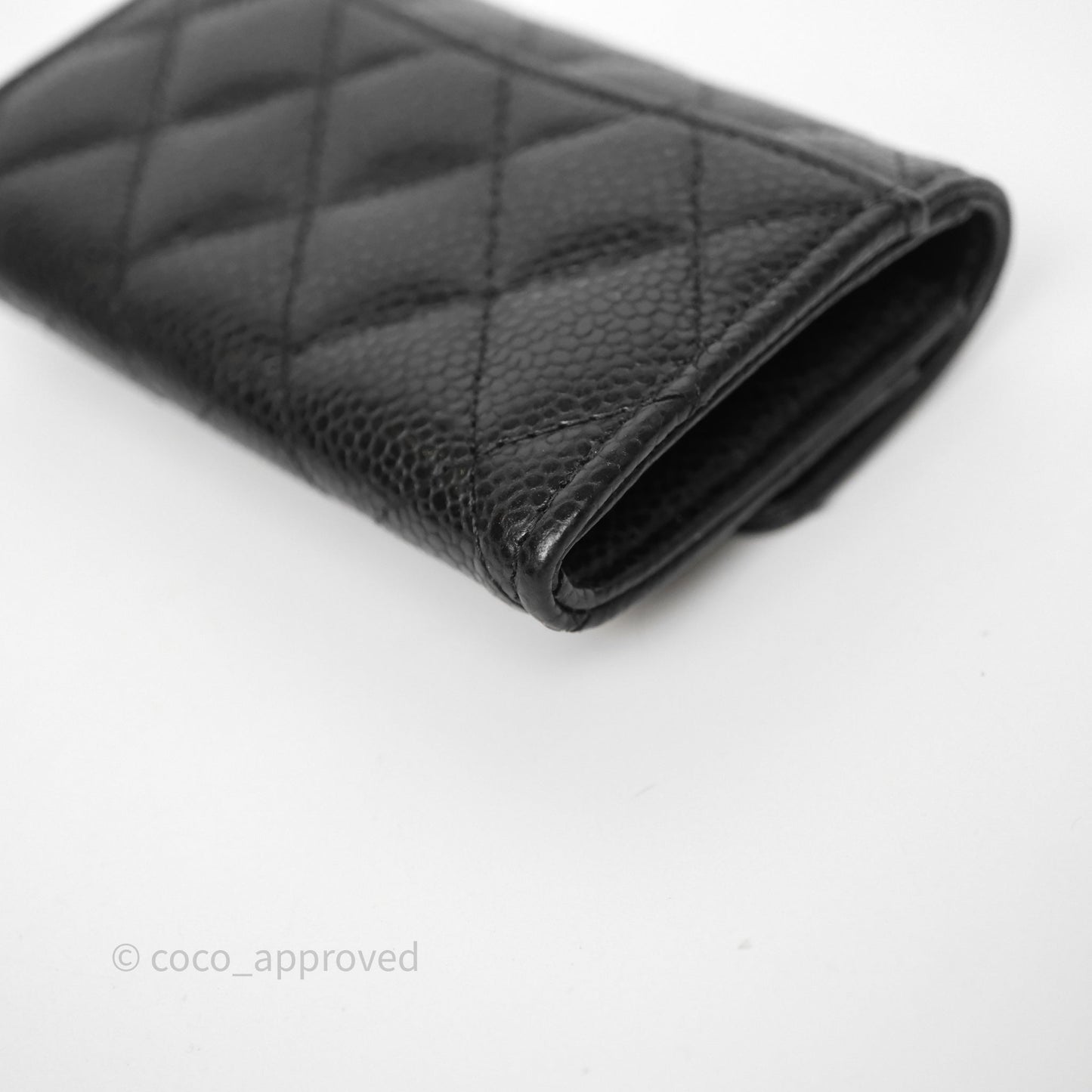 Chanel Quilted Flap Card Holder Black Caviar Gold Hardware