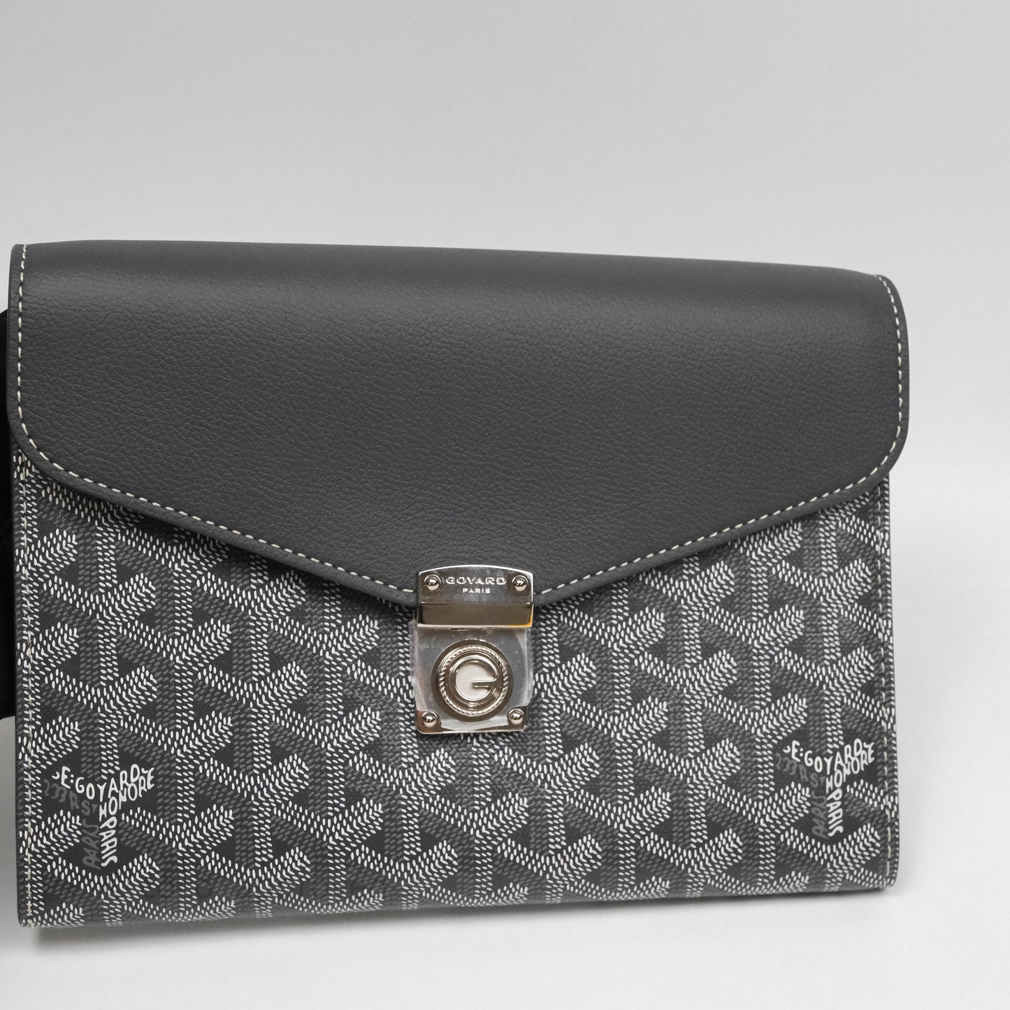 Goyard Chypre Wallet Pouch Chevroches Calfskin Grey