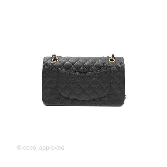 Chanel Classic M/L Medium Flap Quilted Black Caviar Gold Hardware
