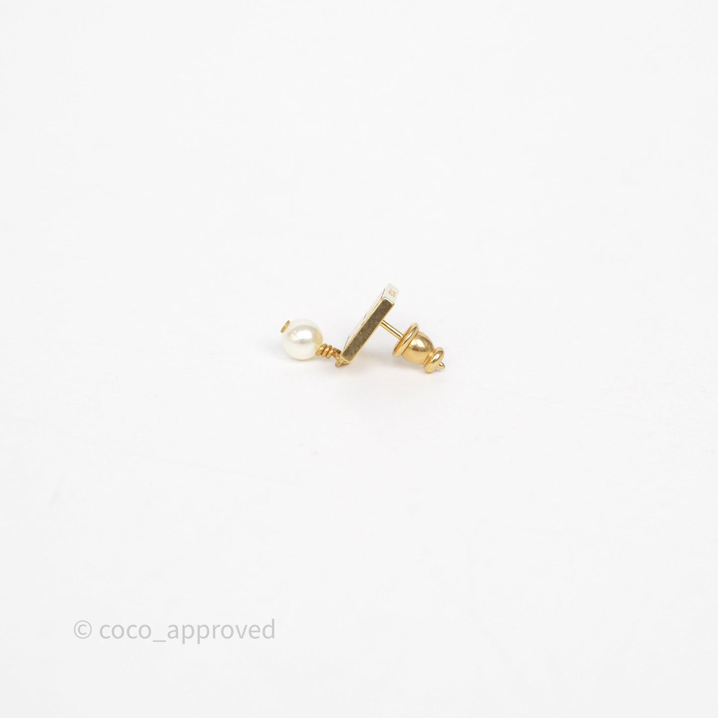 Christian Dior Miss Dior Drop Pearl Earrings Gold Tone