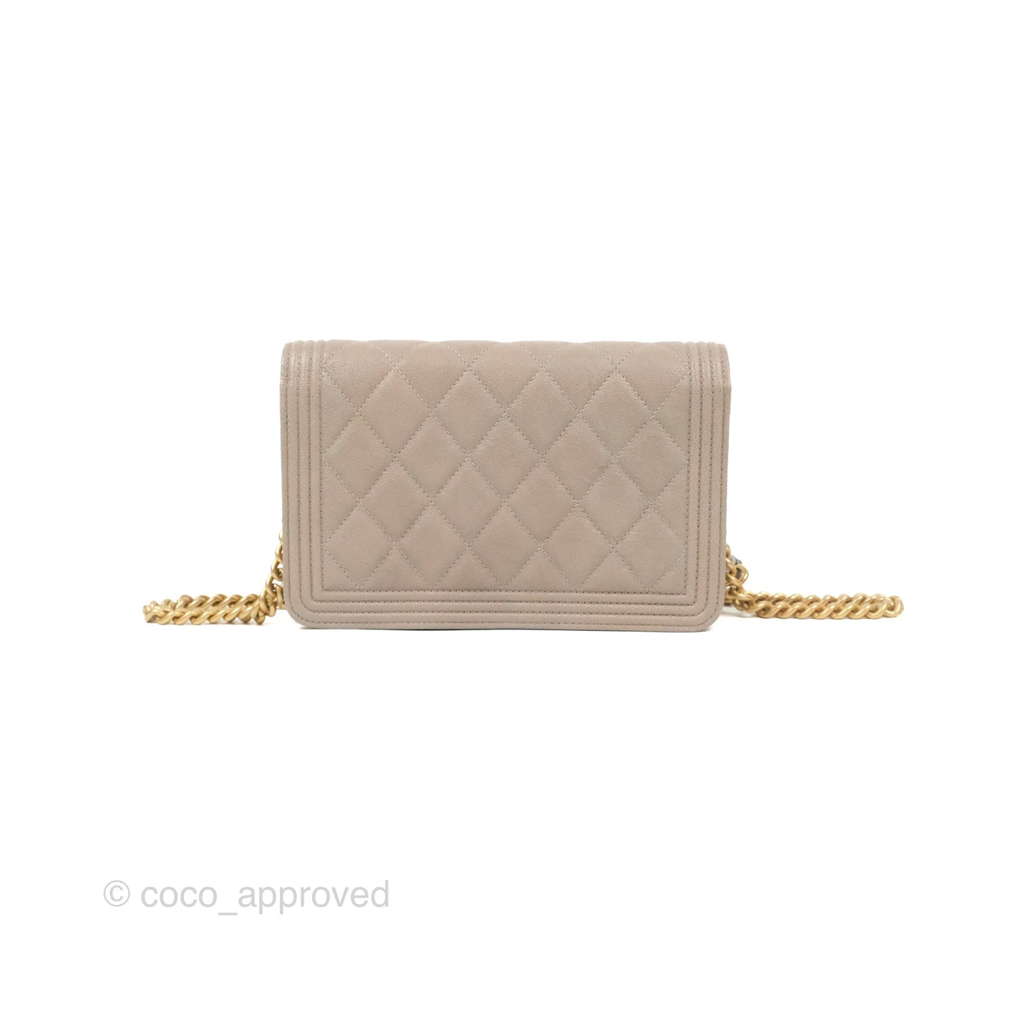 Chanel Quilted Boy Wallet on Chain WOC Grey Caviar Gold Hardware