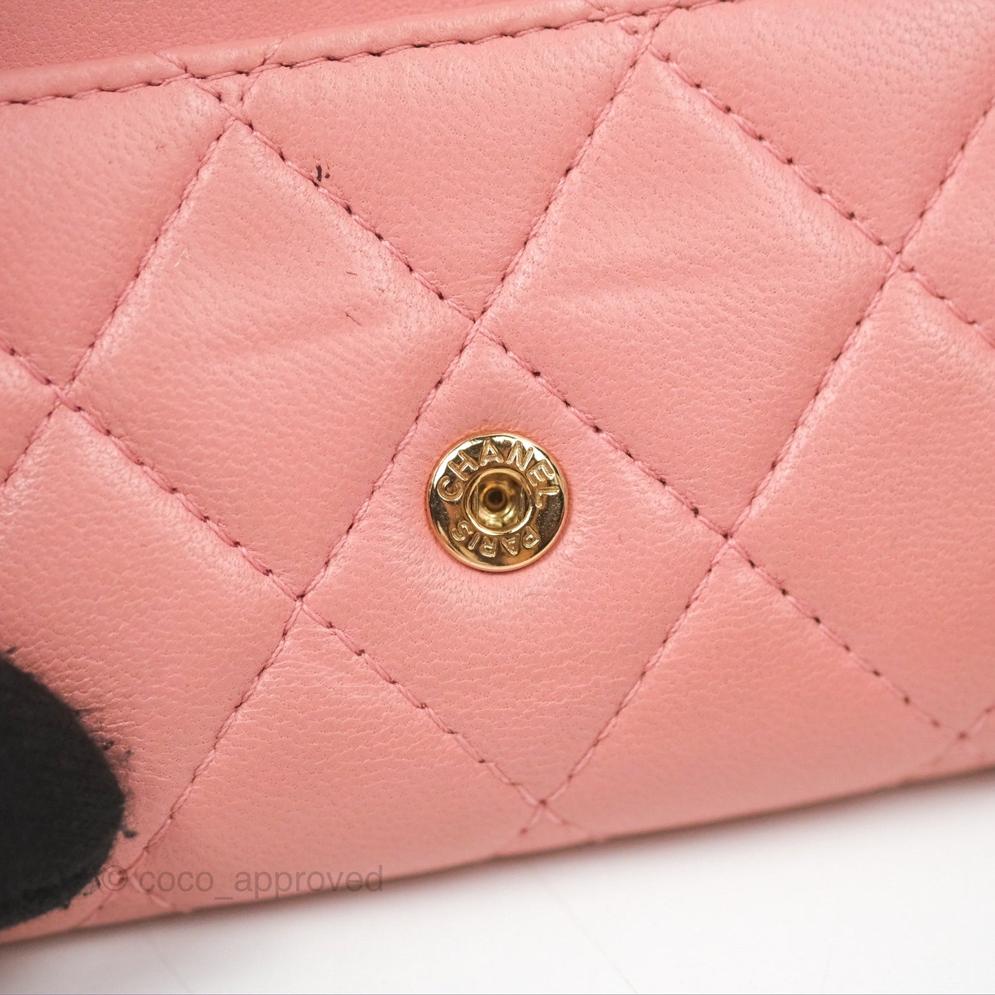 Chanel Quilted Flap Card Holder Pink Lambskin Gold Hardware