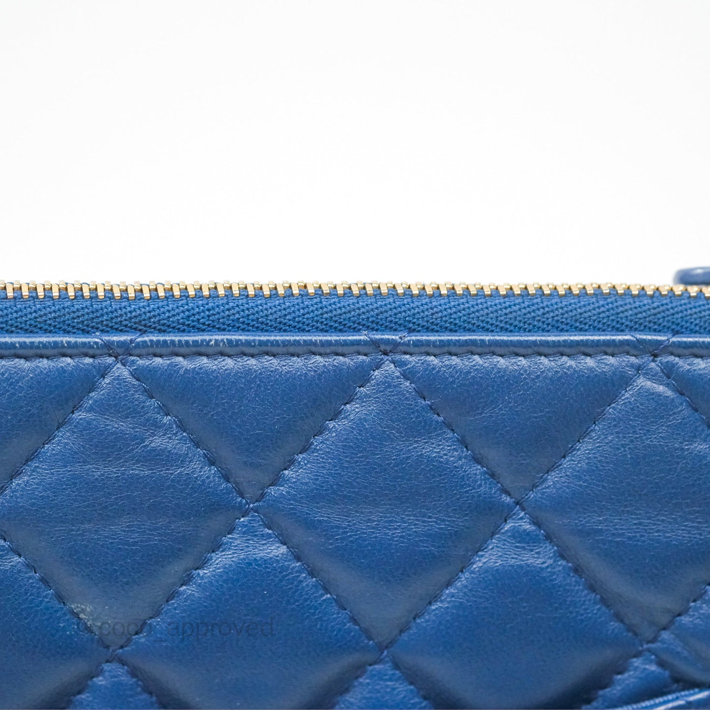 Chanel Medium Quilted O Case Blue Lambskin Gold Hardware