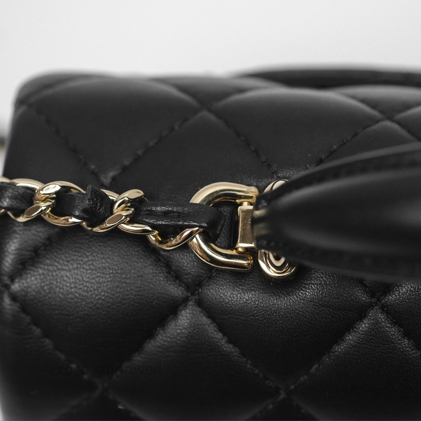 Chanel Top Handle Mini Rectangular Flap Black Lambskin Gold Hardware