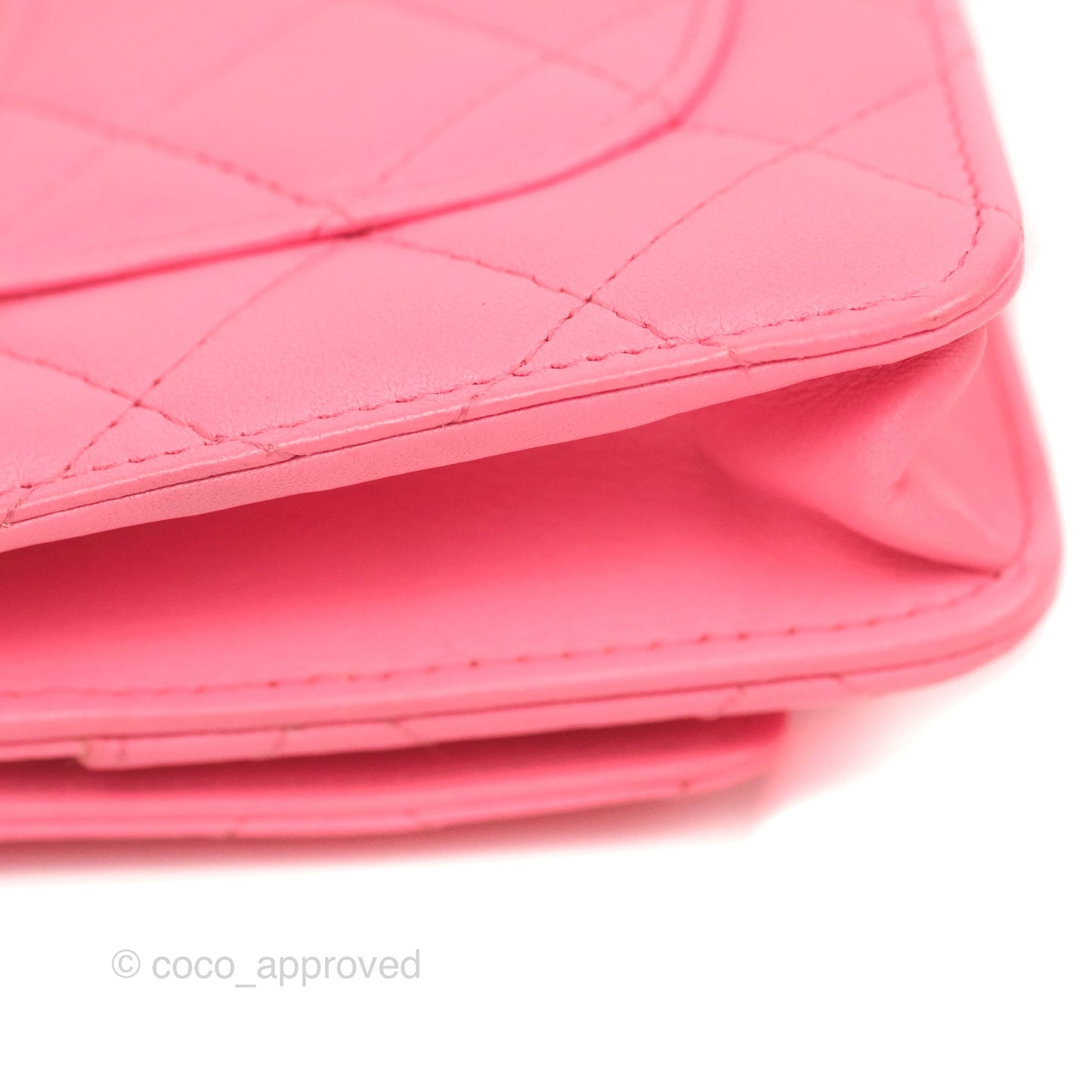 Chanel Quilted Pearl Crush Wallet on Chain WOC Pink Lambskin Aged Gold Hardware