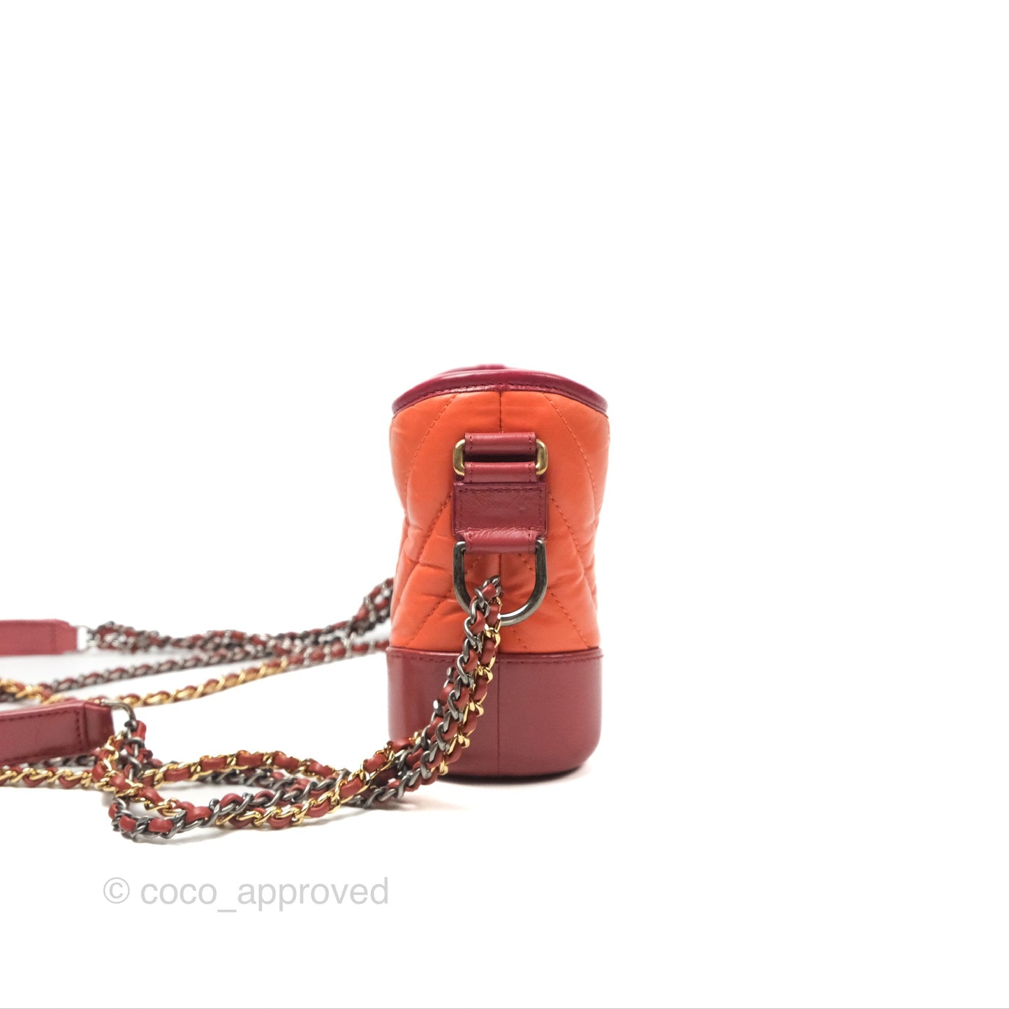 Chanel Small Gabrielle Hobo Chevron Orange Red Aged Calfskin