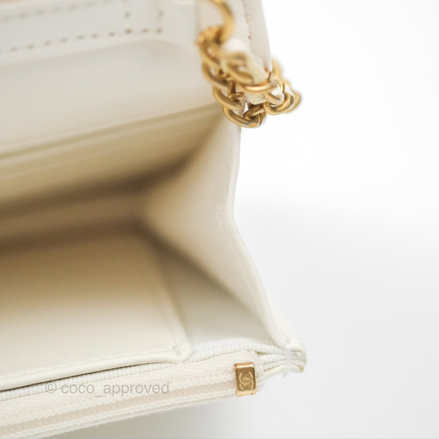 Chanel Quilted WOC White Lambskin Gold Hardware With Charms