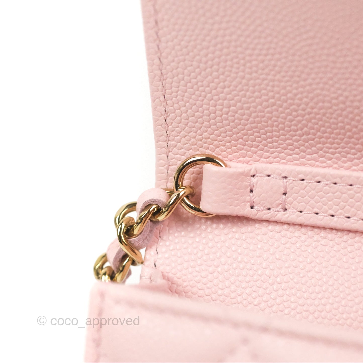 Chanel Mini Wallet With Chain Light Pink Caviar Gold Hardware