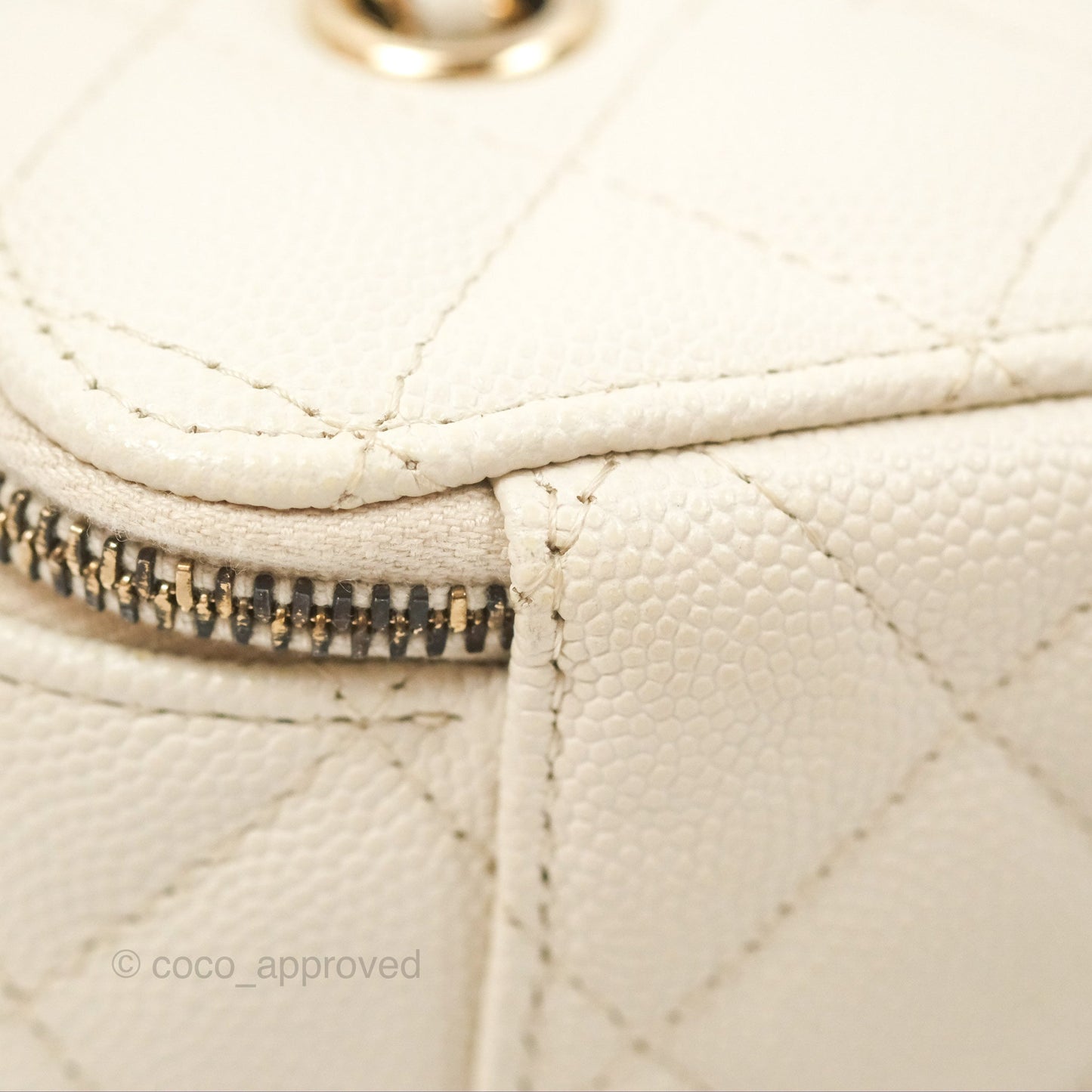 Chanel Classic Vanity With Chain Ivory Caviar Gold Hardware