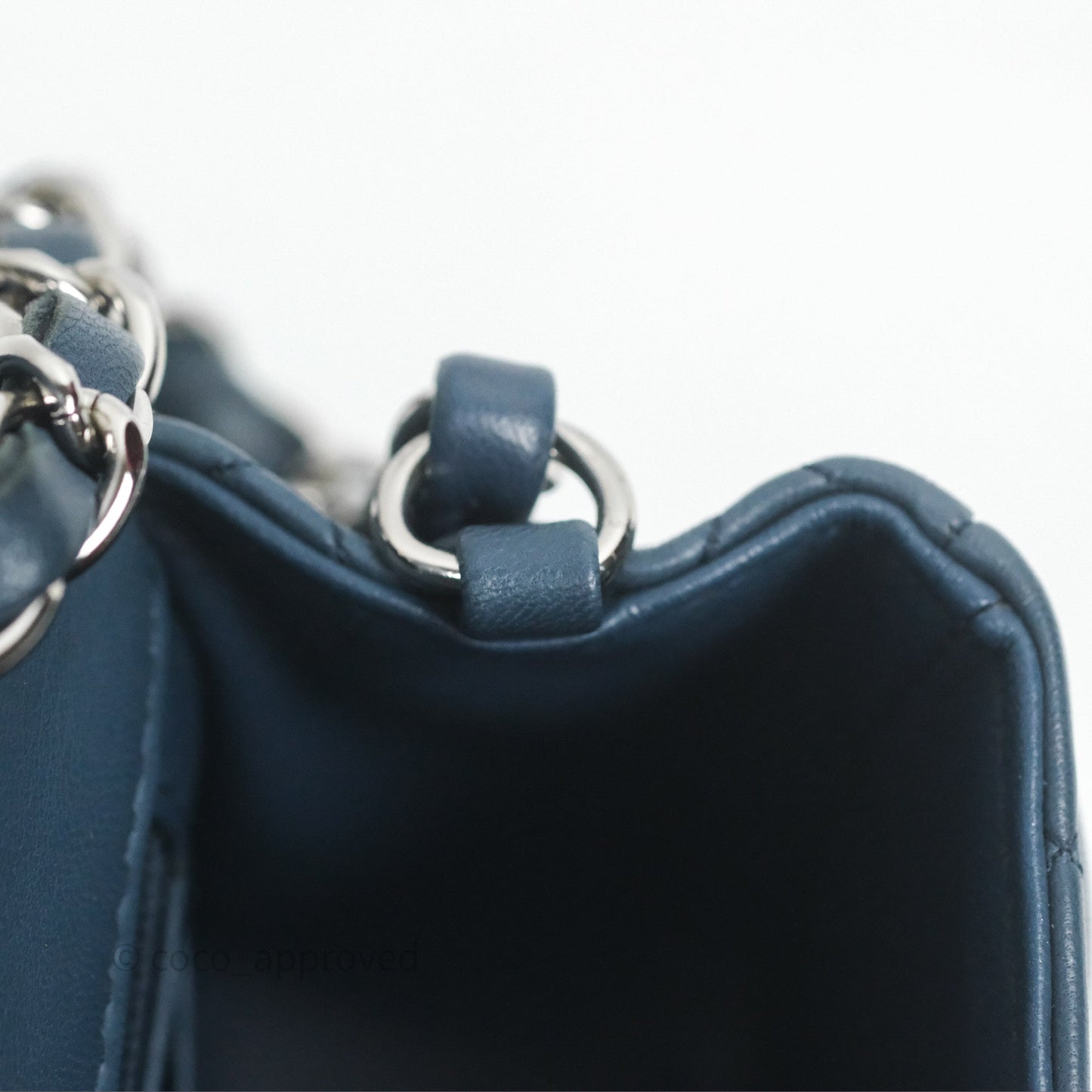 Chanel Quilted Mini Rectangular Navy Lambskin Silver Hardware