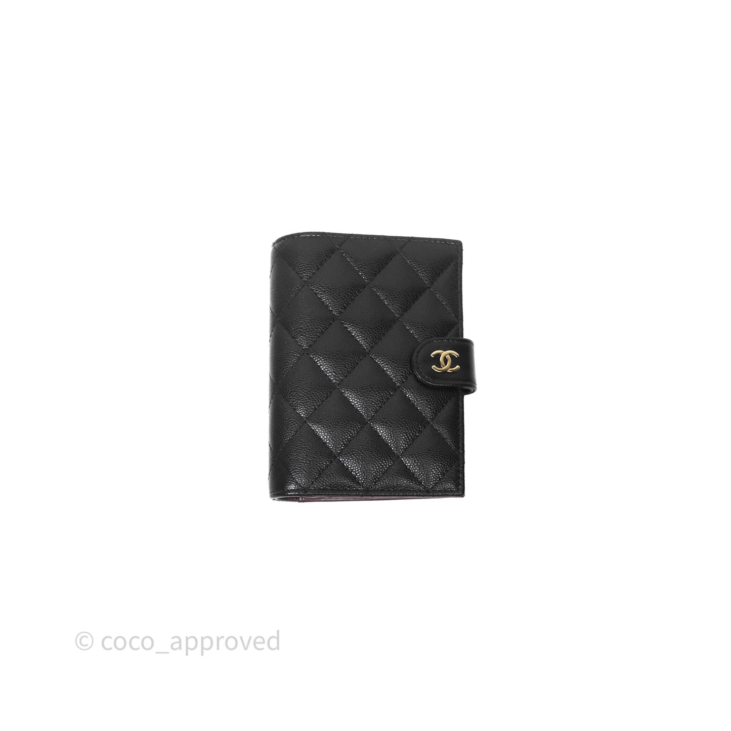 Chanel Classic Quilted Passport Holder Black Caviar Gold Hardware