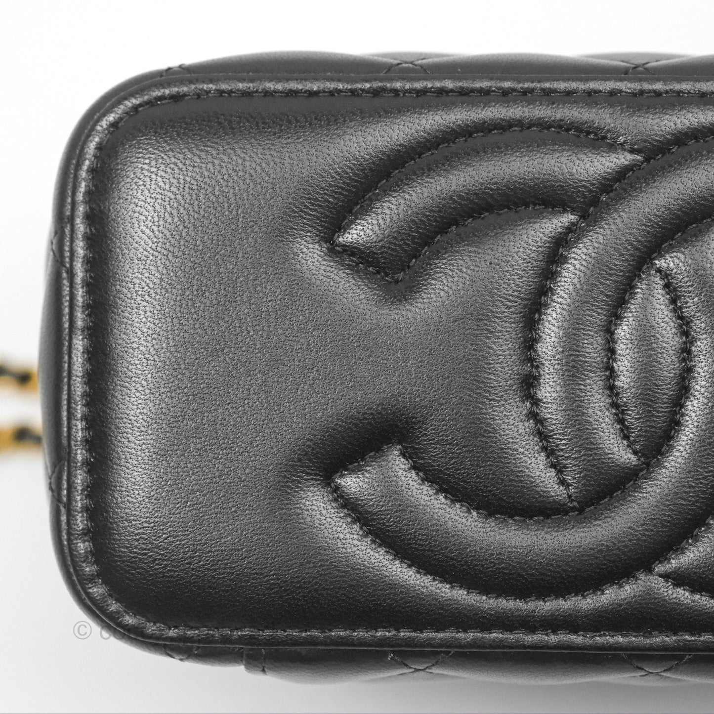 Chanel Vanity with COCO Heart Chain Black Lambskin Aged Gold Hardware