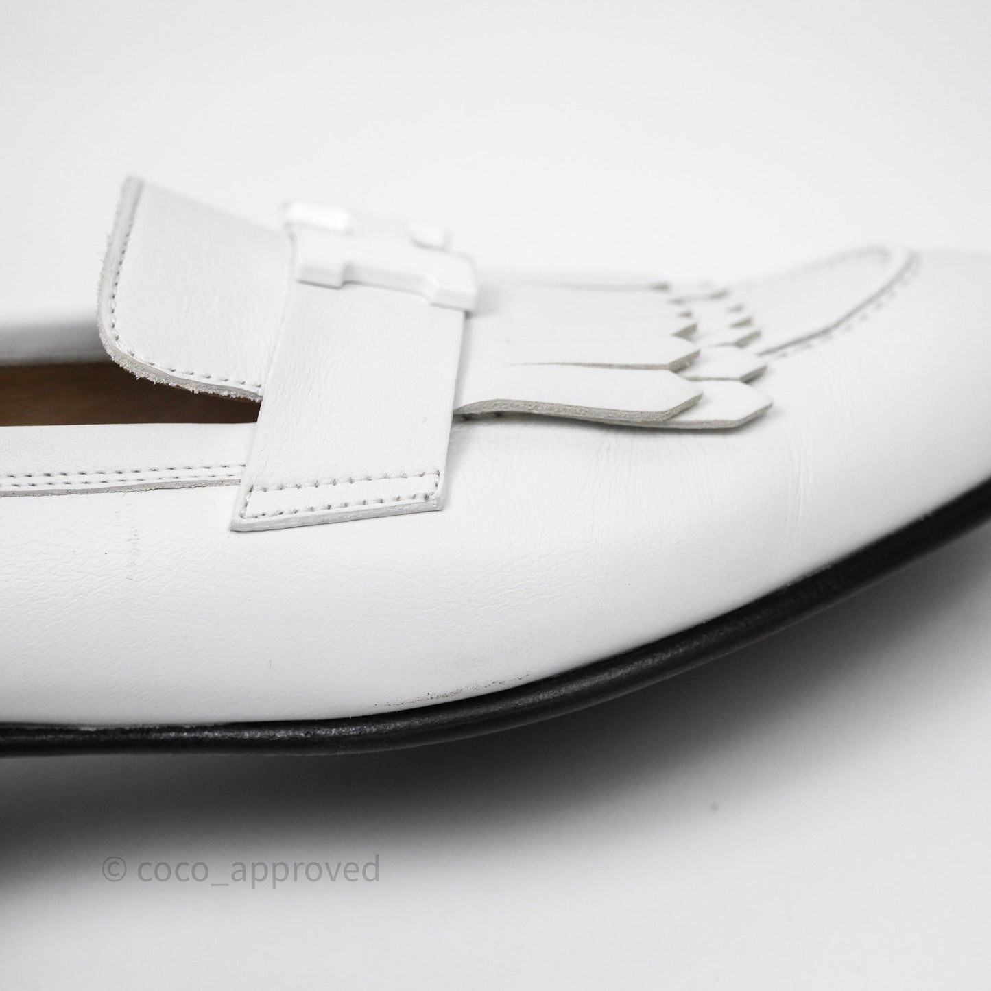 Hermès Royal Loafers White Calfskin Size 38