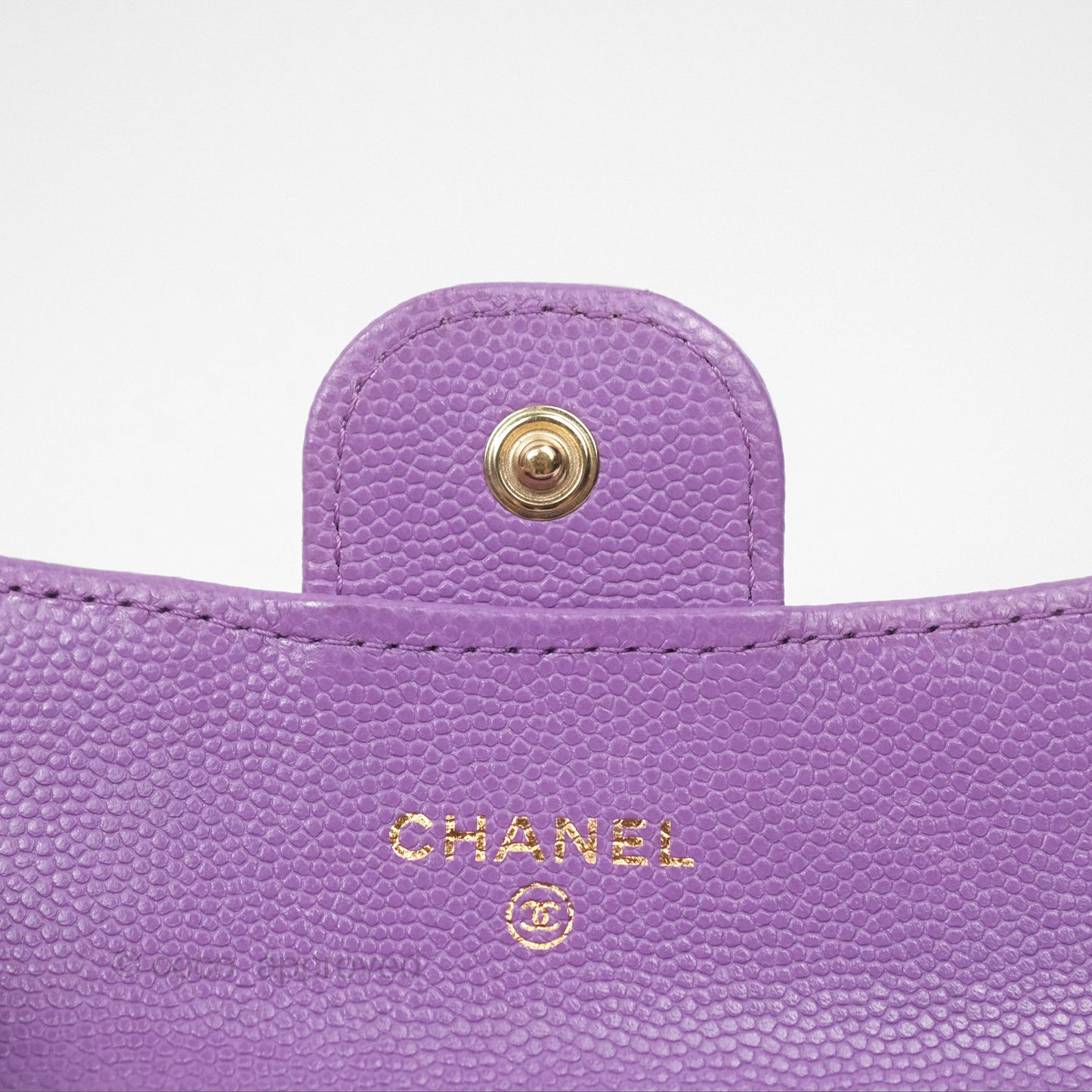 Chanel Classic Quilted Flap Card Holder Purple Caviar Gold Hardware