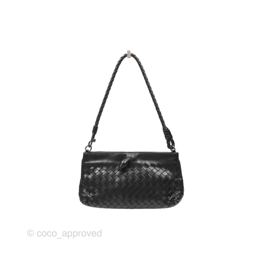 Bottega Veneta Mini Shoulder Bag Black Intrecciato Leather