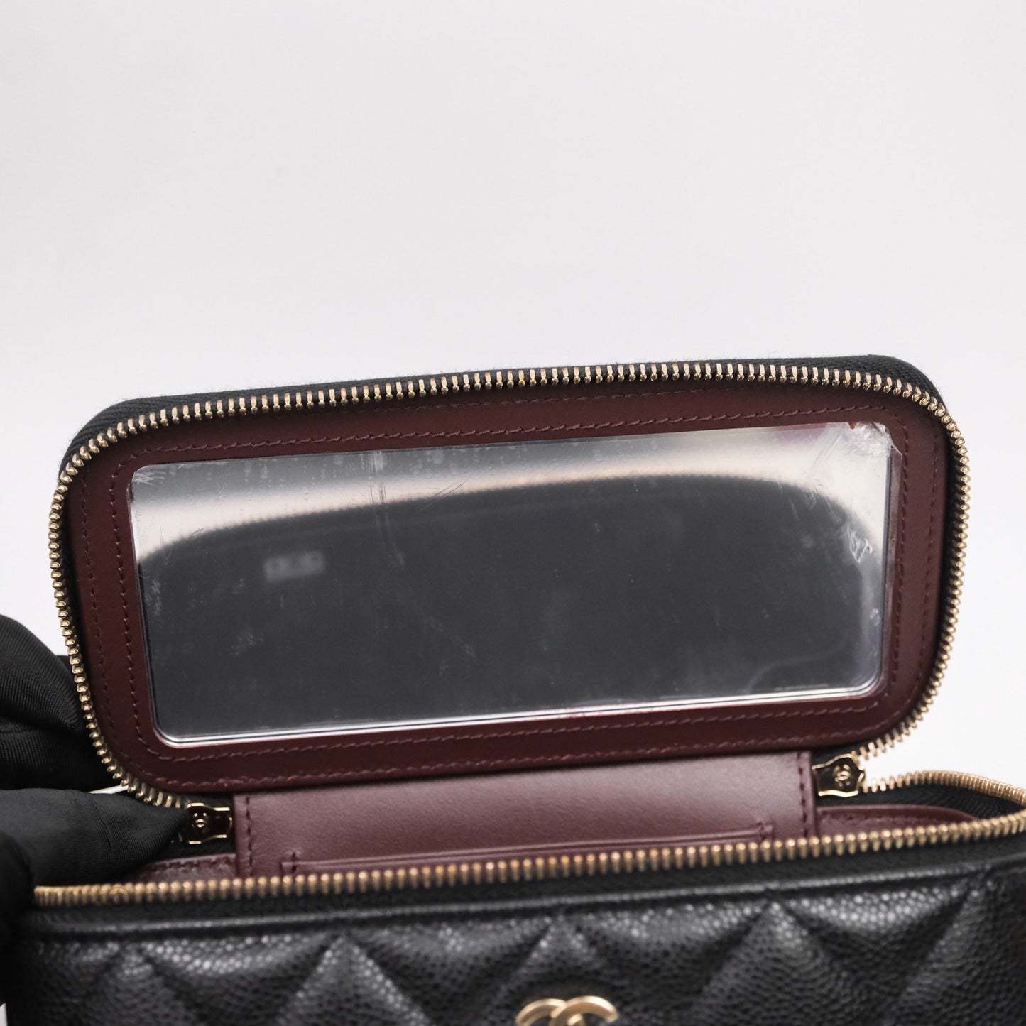 Chanel Vanity Rectangular With Chain Black Caviar Gold Hardware