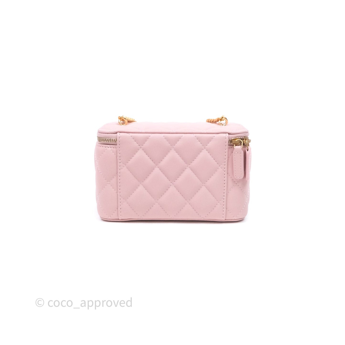 Chanel Vanity with Multicolor Resin Chain Pink Lambskin Aged Gold Hardware