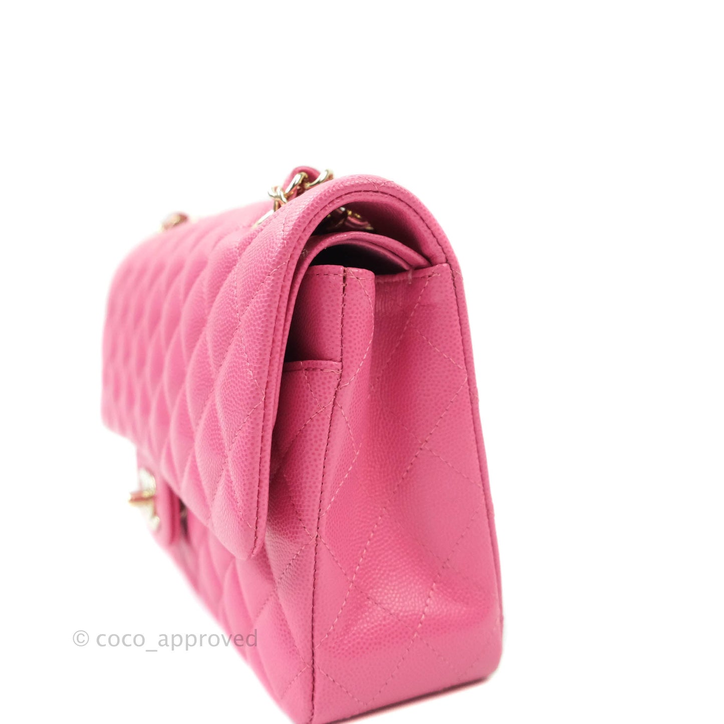 Chanel Classic M/L Medium Double Flap Pink Caviar Gold Hardware