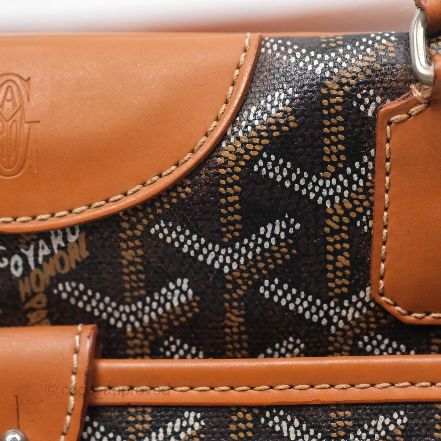 Goyard Saint Martin Bag Goyardine Canvas Black/ Tan