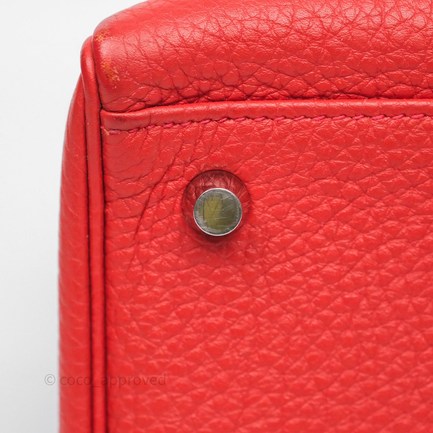 Hermès Kelly 35 Retourne Red Togo Palladium Hardware