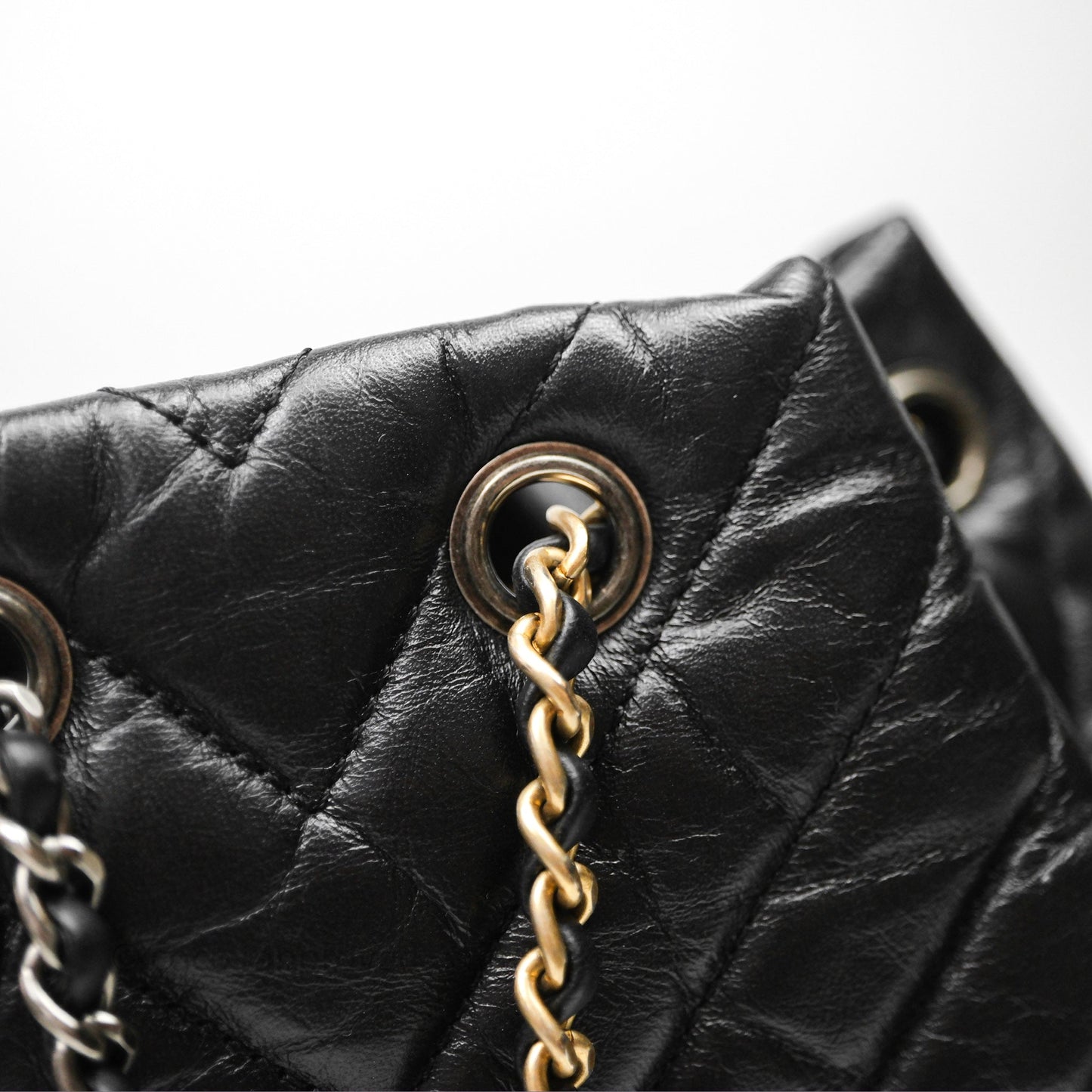 Chanel Small Chevron Gabrielle Backpack Black Aged Calfskin