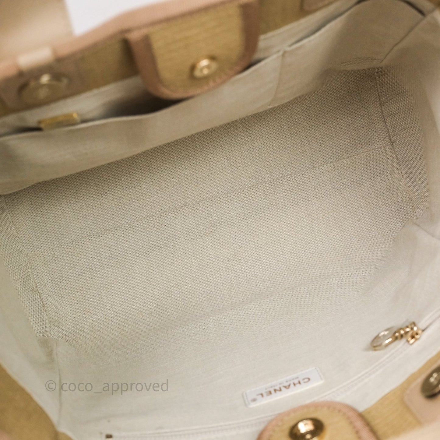 Chanel New Small Canvas Deauville Tote Beige Silver Hardware