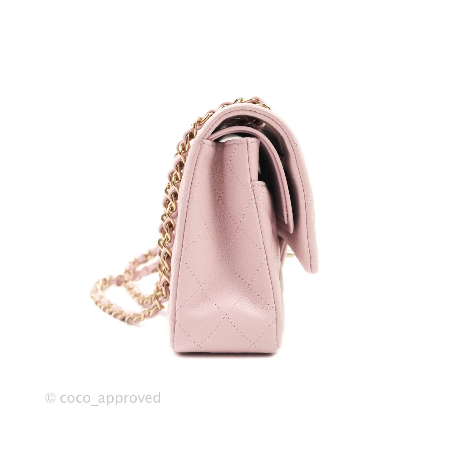 Chanel M/L Medium Double Flap Bag Lilac Rose Clair Caviar Gold Hardware 21S
