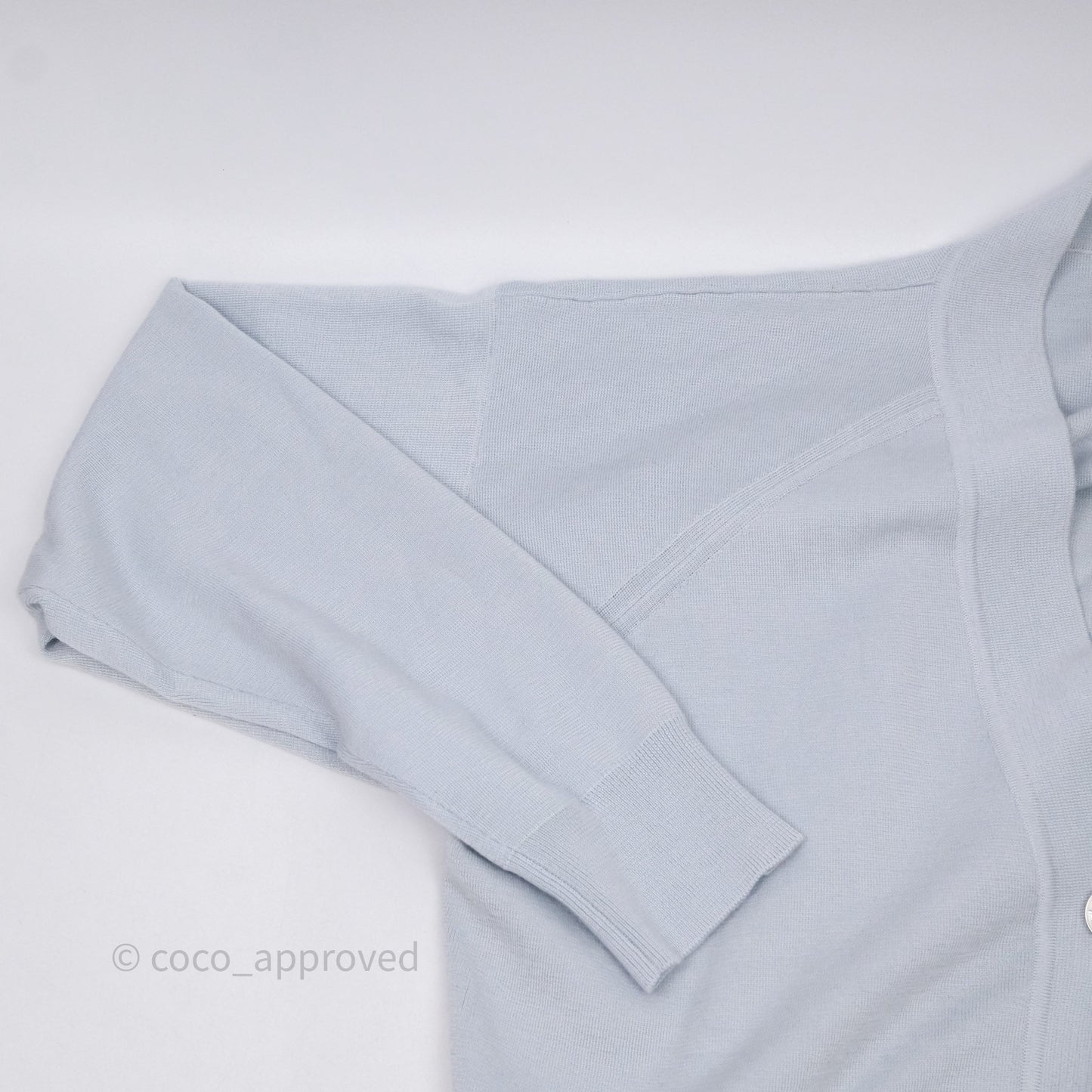 Hermès V-Neck Cardigans Silk/ Cashmere Baby Blue Size 34