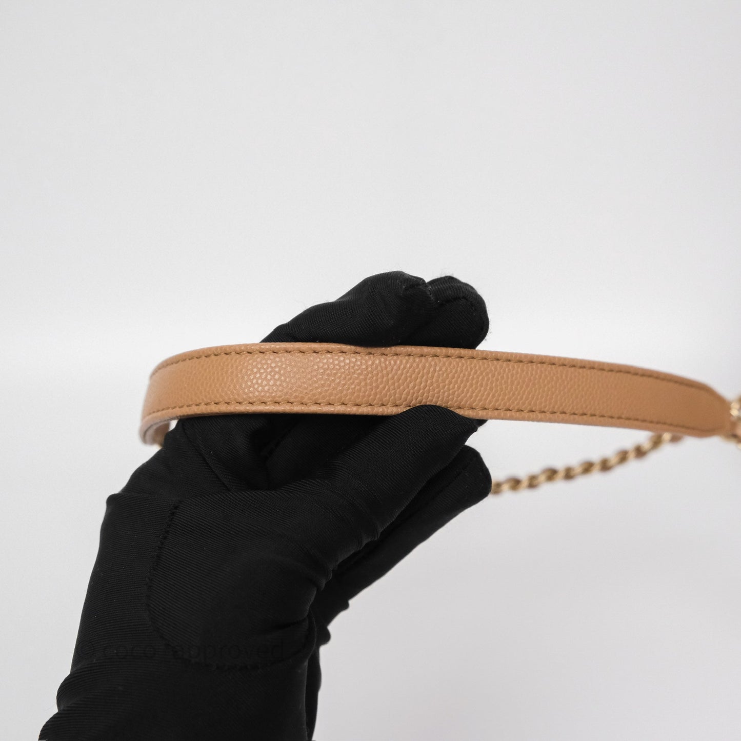 Chanel Small Coco Handle Quilted Beige Caviar Gold Hardware