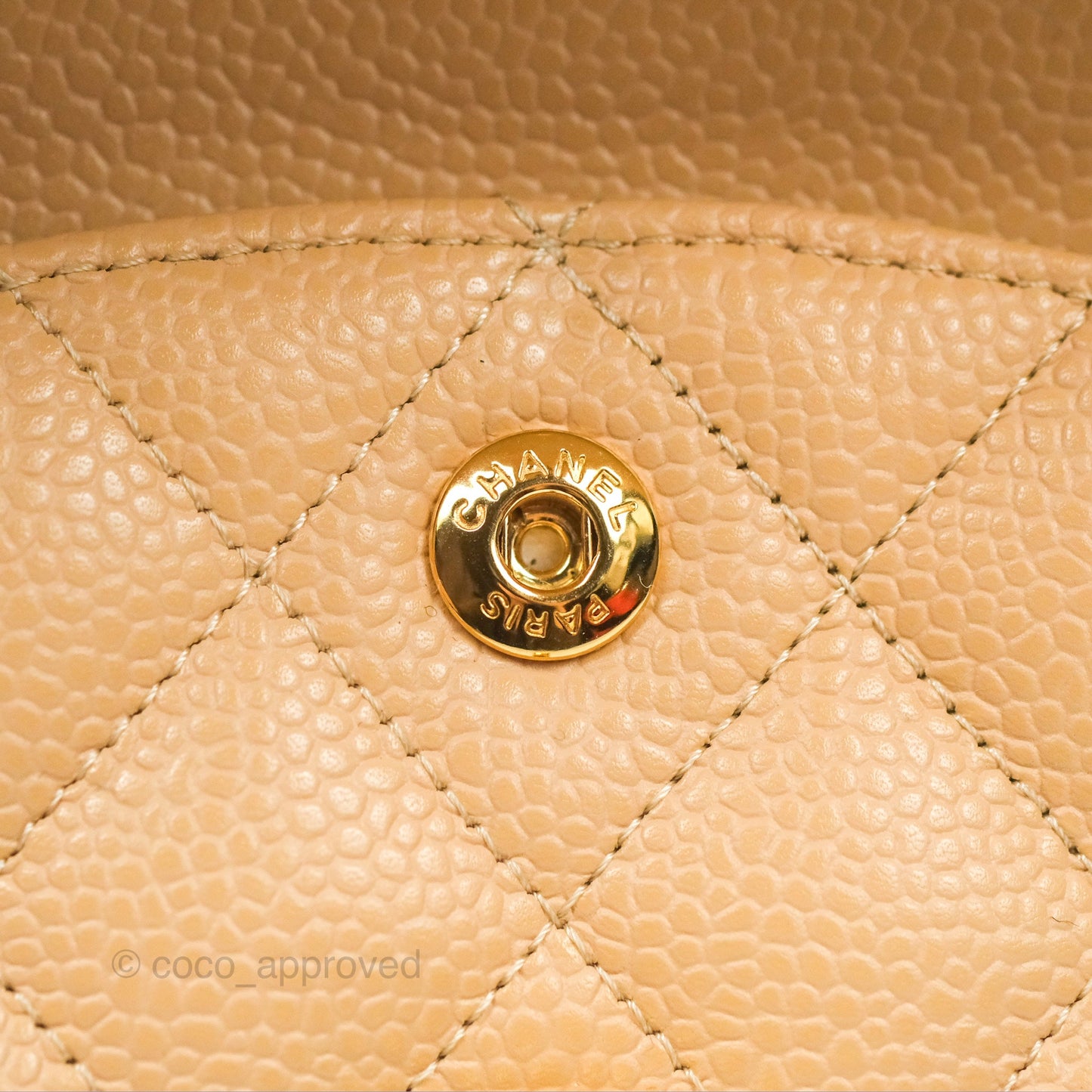 Chanel Small Quilted Classic Flap Beige Caviar Gold Hardware