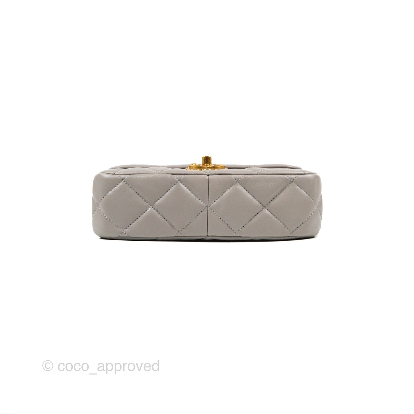 Chanel Flap Bag Grey Clair Lambskin Aged Gold Hardware 22B