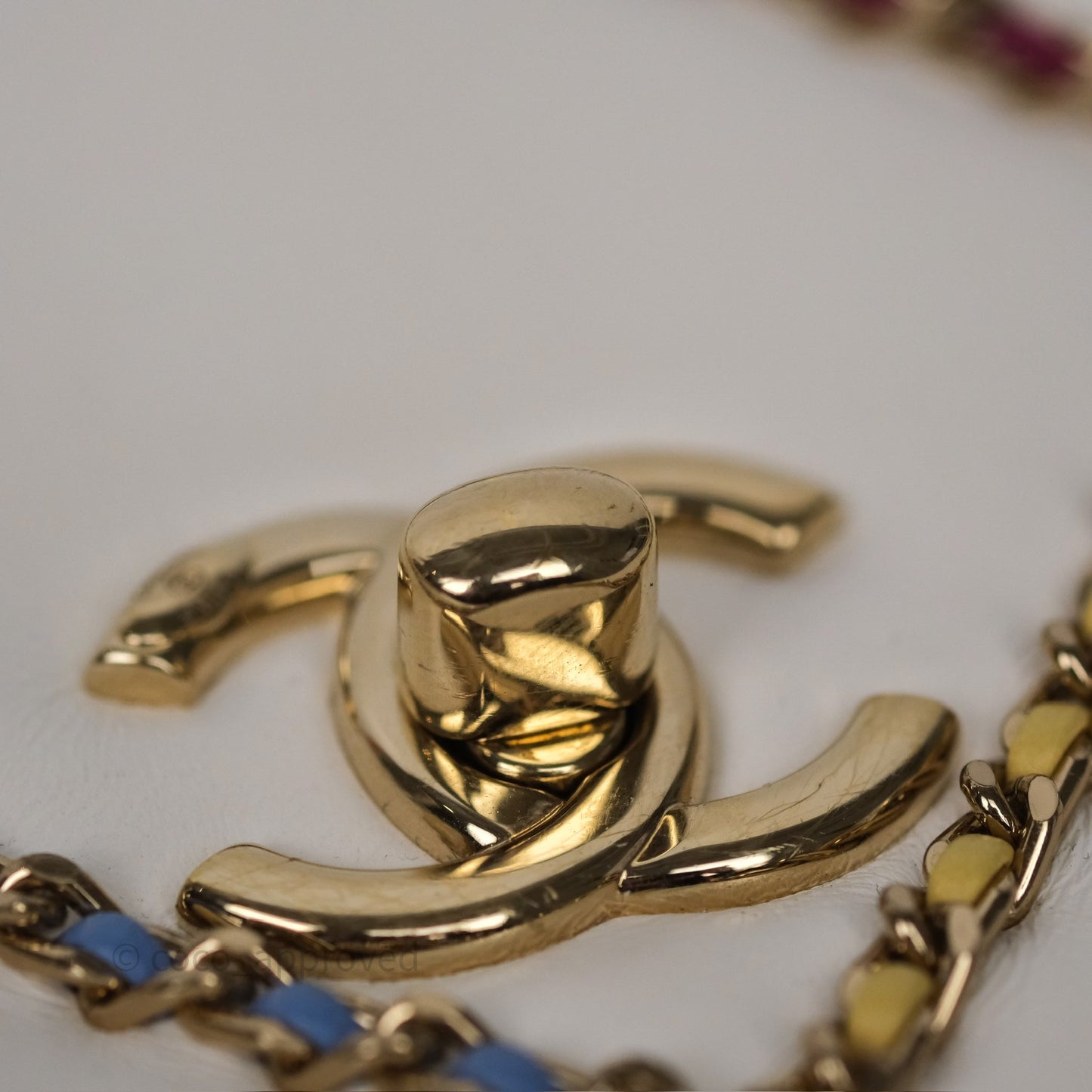 Chanel Small Entwined Chain Flap White Lambskin Gold Hardware