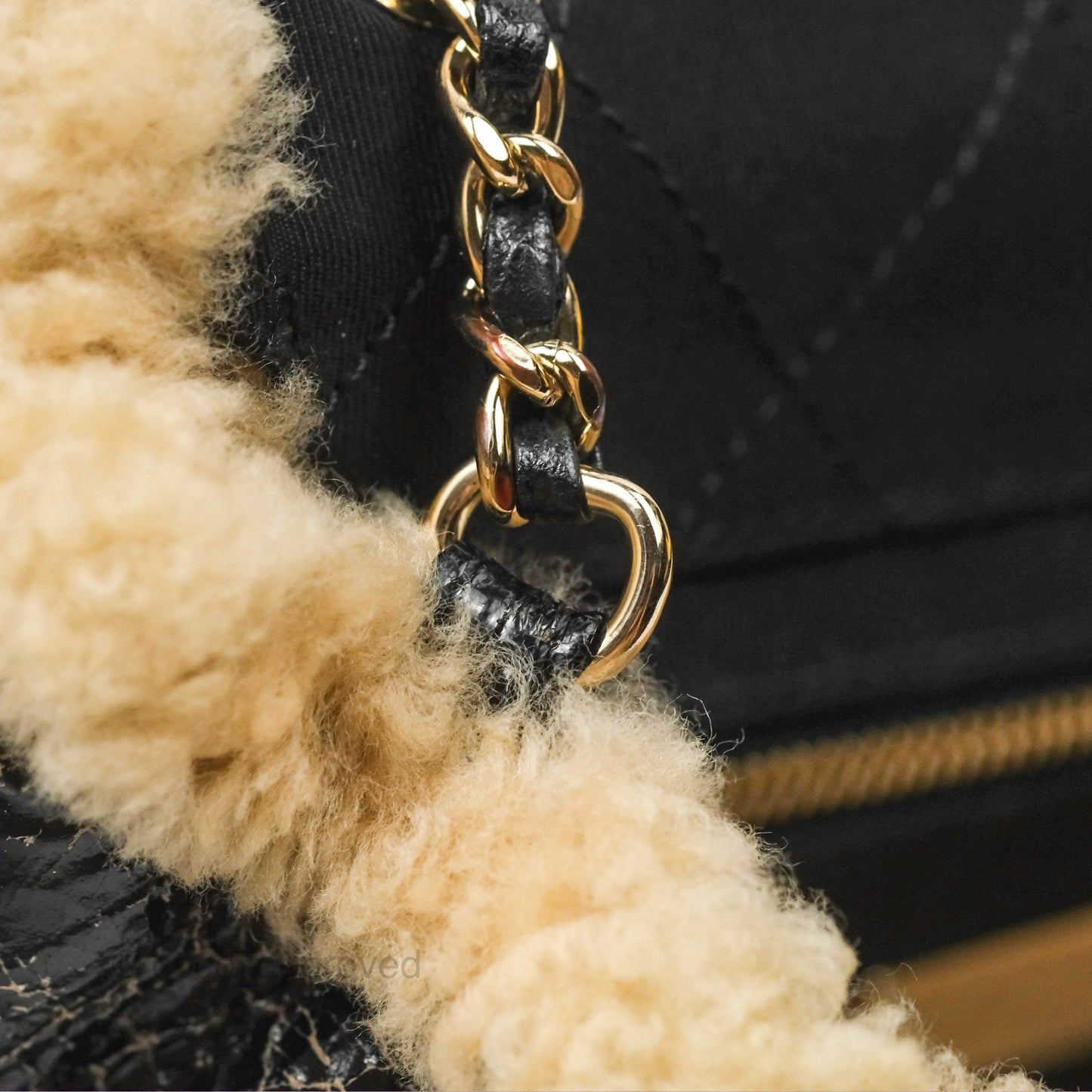 Chanel Mania CC Shearling Flap Bag Black Crumpled Glazed Sheepskin