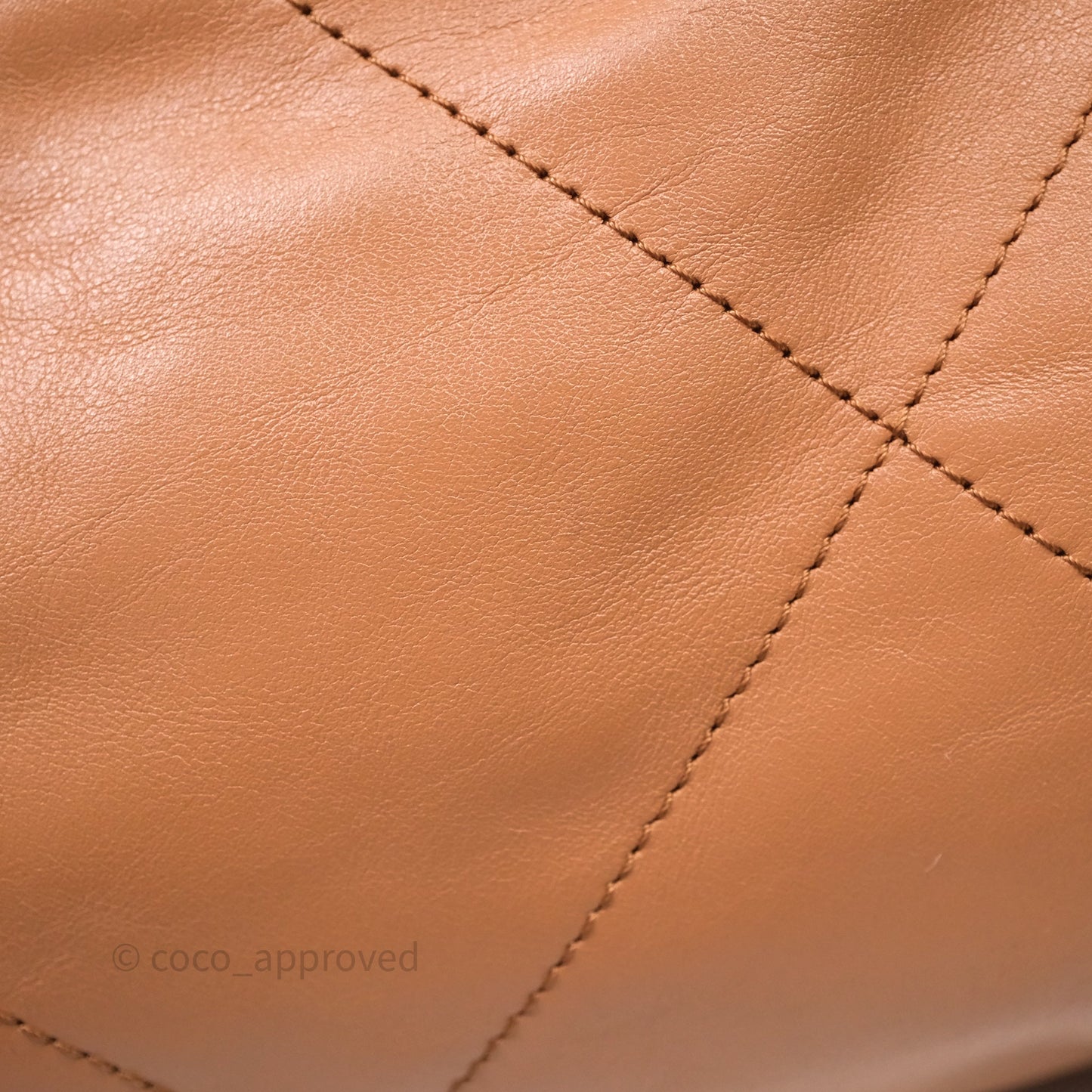 Chanel 22 Small Caramel Beige Shiny Calfskin Aged Gold Hardware