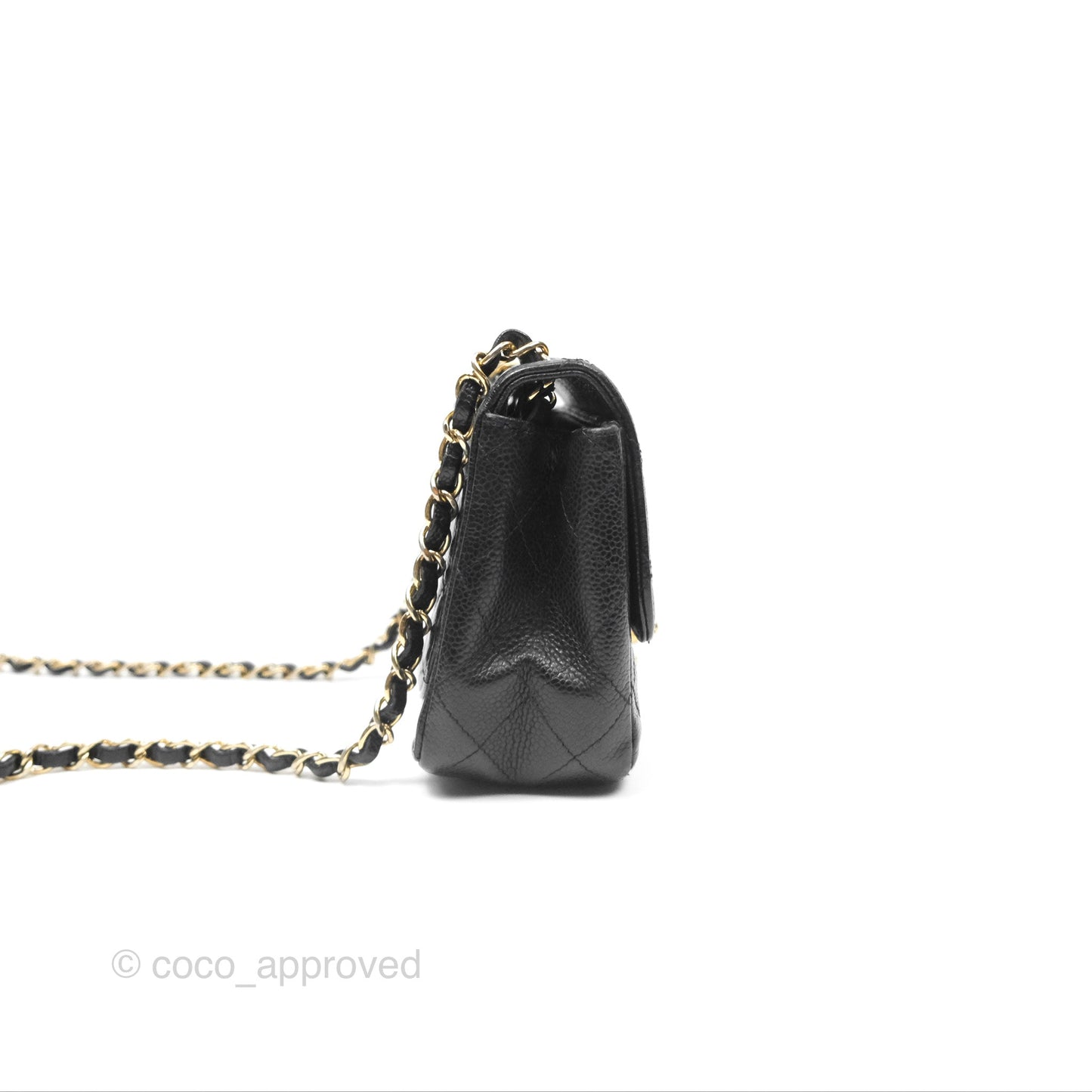 Chanel Vintage Mini Square Quilted Black Caviar Gold Hardware