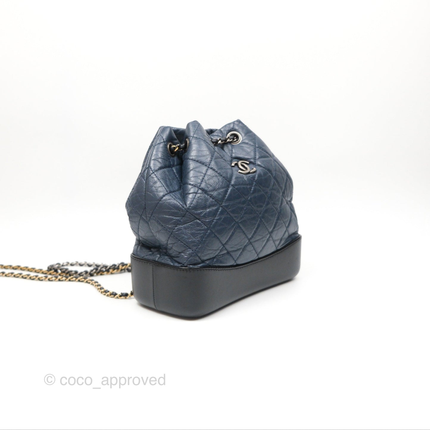 Chanel Small Gabrielle Backpack Navy Black Aged Calfskin